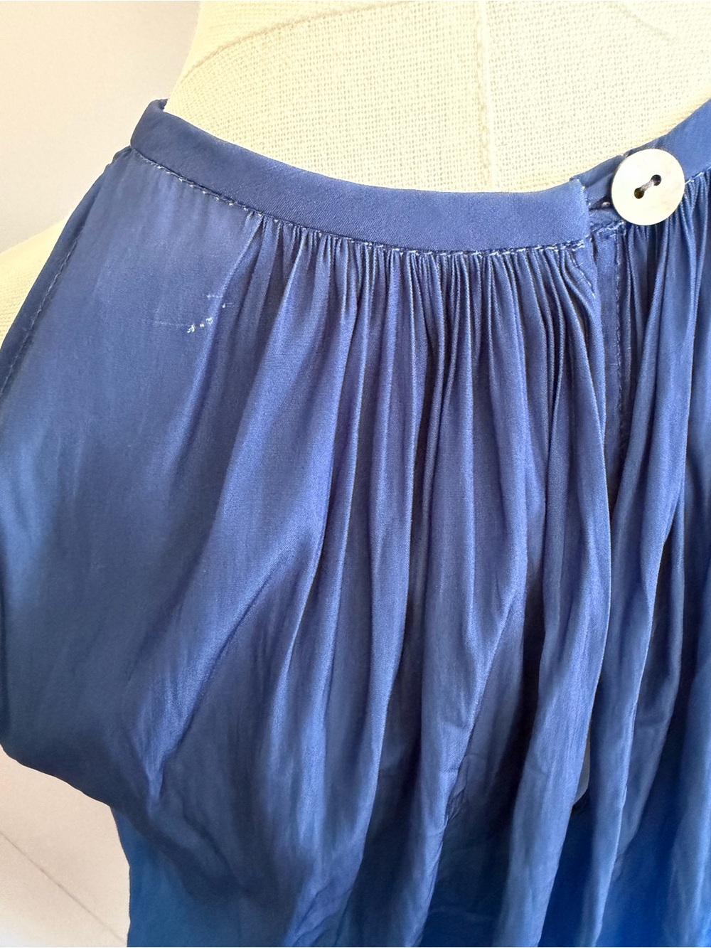Ramy Brook New York Blue Ombre Pleated Midi Dress Halter Handkerchief Hem XS - Picture 9 of 16